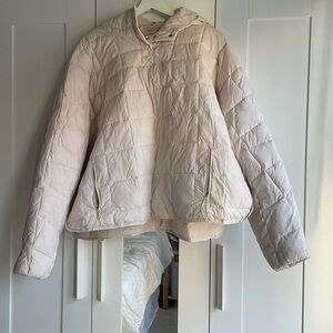 FLX Popover 1/4 Snap Quilted Winter Coat Beige Pink 3X